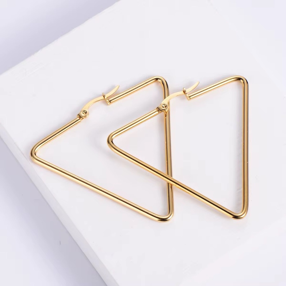 Elegant 14 K Gold Plate Triangle Hoop Earrings perfect size 2 x 2 inch